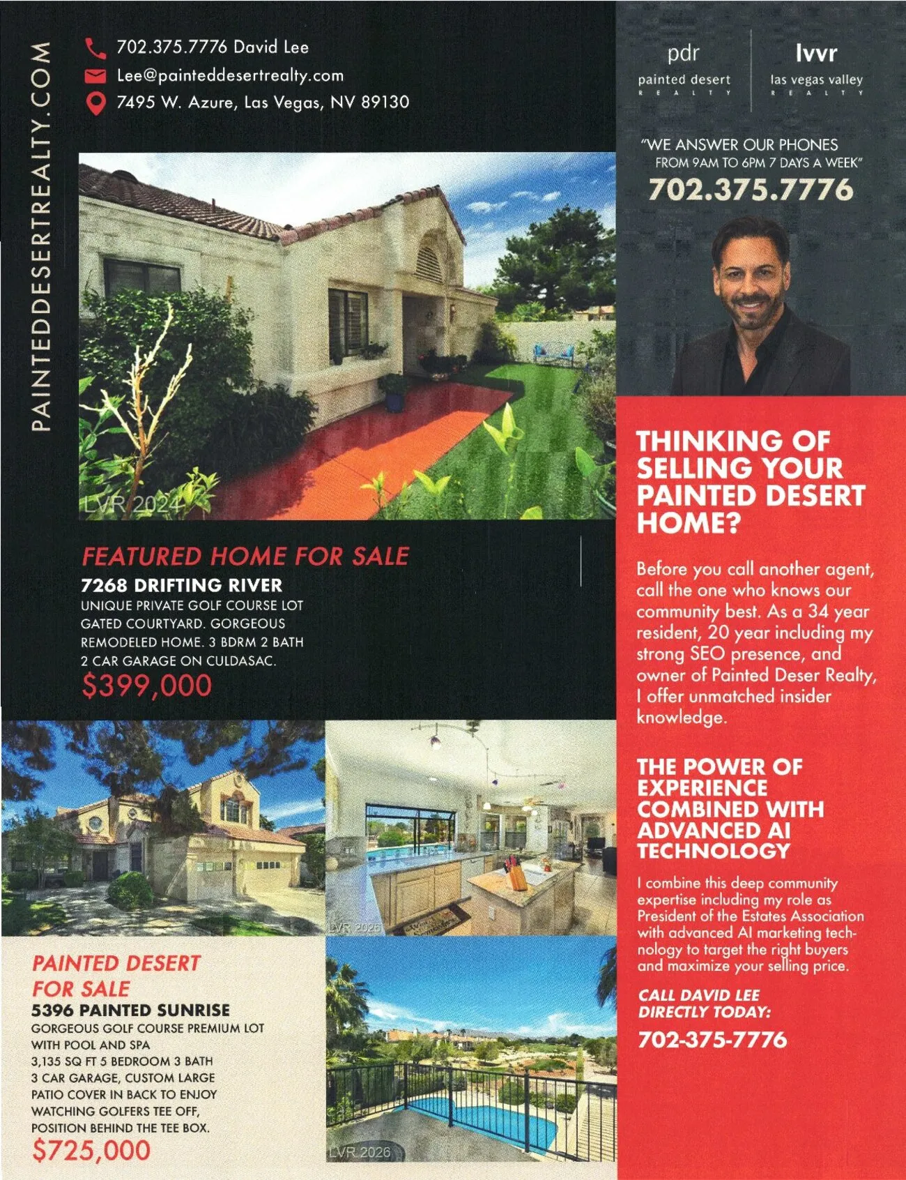 Painted Desert Realty flyer front page - featured homes for sale from David Lee